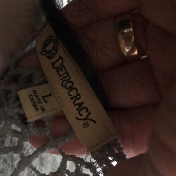 Lovely greenish gray top crochet accents by Democracy.23 inches long from back - Picture 4 of 9